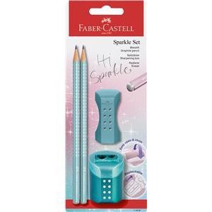 Zestaw Sparkle Cosmic turkusowy Faber-Castell  2 ołówki + temperówka + gumka blister