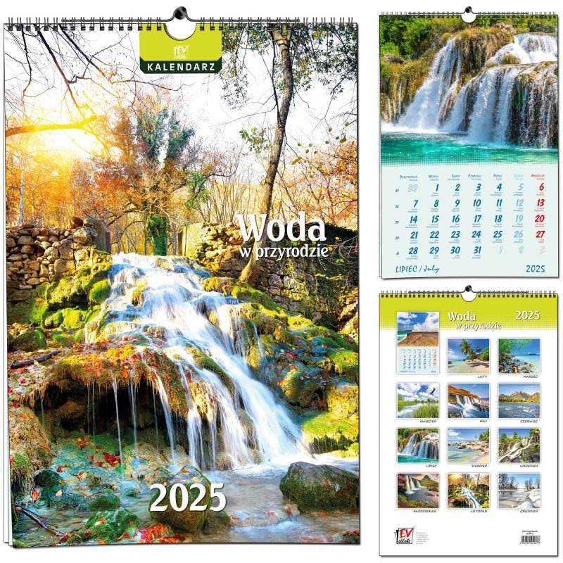 Kalendarz 2025 B3 7 planszowy Woda