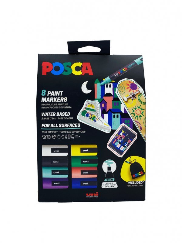 Zestaw markerów PC-5m Posca Uni 8szt.z torebką materiałową gratis