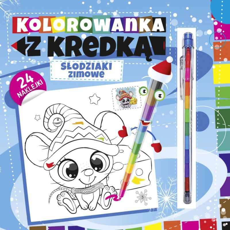 Kolorowanka z kredką. Zimowe słodziaki