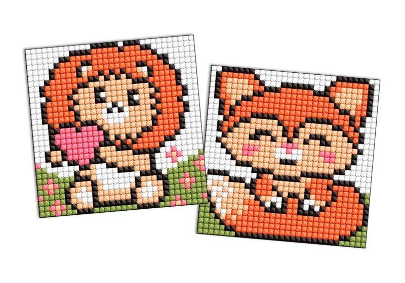 Diamentowa mozaika na magnesie IDEYKA 9x9 cm kids czerwone Zwierzęta