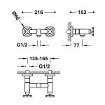 Tres MONTBLANC Bateria dwuuchwytowa ścienna prysznicowa 28316301OM