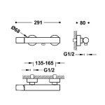 Tres STUDY Bateria jednouchwytowa ścienna prysznicowa-26116701TAM