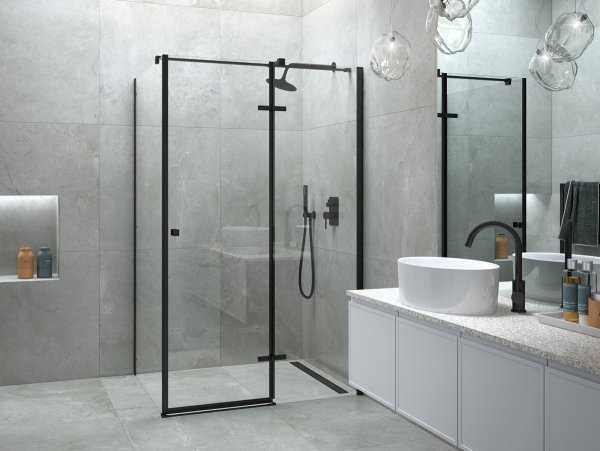 Besco Pixa Black kabina prostokątna 100x80 Prawa PPP108195B