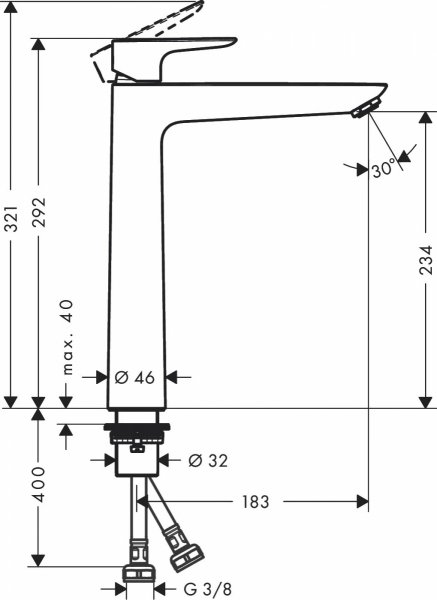 HANSGROHE Talis E bateria umywalkowa wysoka czarny chrom szczotkowany 71717340 24H