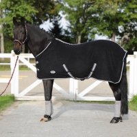 Derka polarowa Britta z pasami czarna 