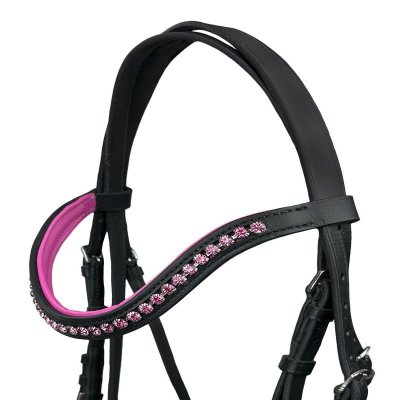 Tranzelka skórzana Abigail czarno różowa