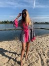 Kimono Checker Black Colorful Scull Short