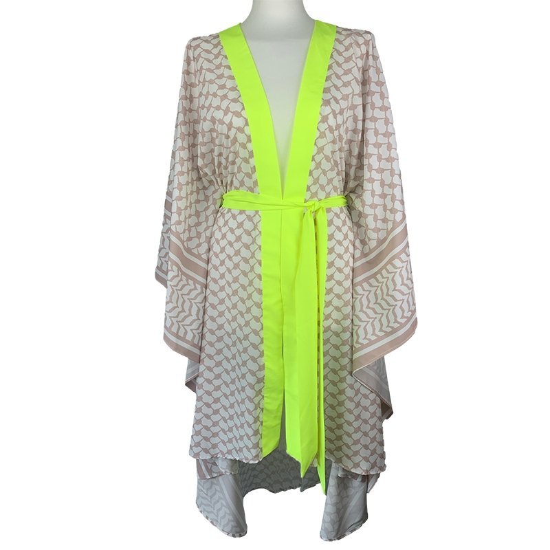 Kimono Checker Beige Colourful Skull Classic