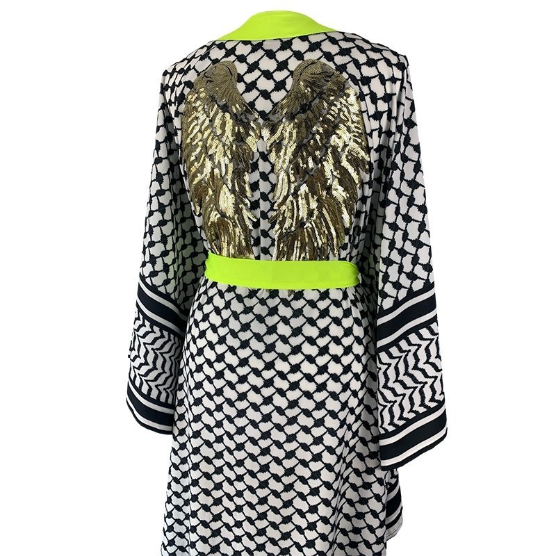 Kimono Checker Black Gold Angel Classic