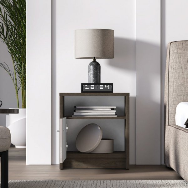 Szafka nocna AVANTI 08 dąb windmill ciemny / kaszmir połysk