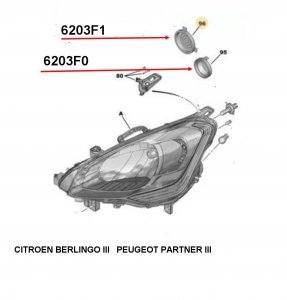ORIGINAL Abdeckkappe Hauptscheinwerfer Citroen Berlingo Peugeot Partner 6203F1