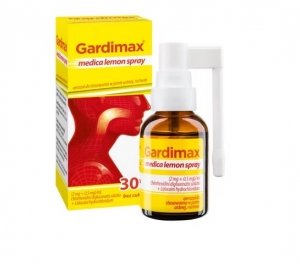 Gardimax medica lemon spray, (2 mg + 0,5 mg)/ml, aerozol do stosowania w jamie ustnej, roztwór, 30 ml