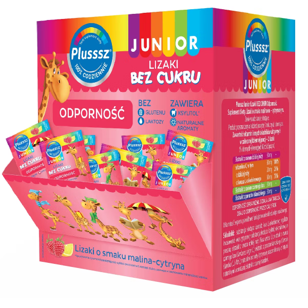 Plusssz Junior Odporność Lizaki Bez Cukru 50 Sztuk