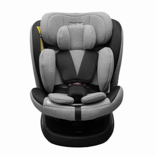 Fotelik samochodowy KIDS ZONE i-Size obrotowy 360° ISOFIX 40-150 cm 0-36 kg CZARNO-SZARY