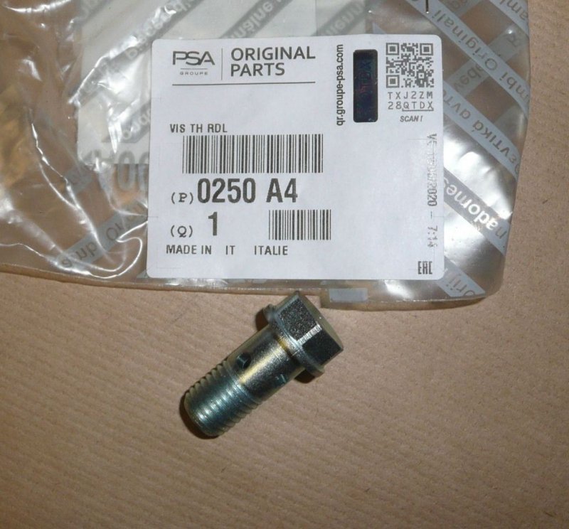 Boulon de conduit de carburant Citroën Jumper III, 0250.A4, 0250A4