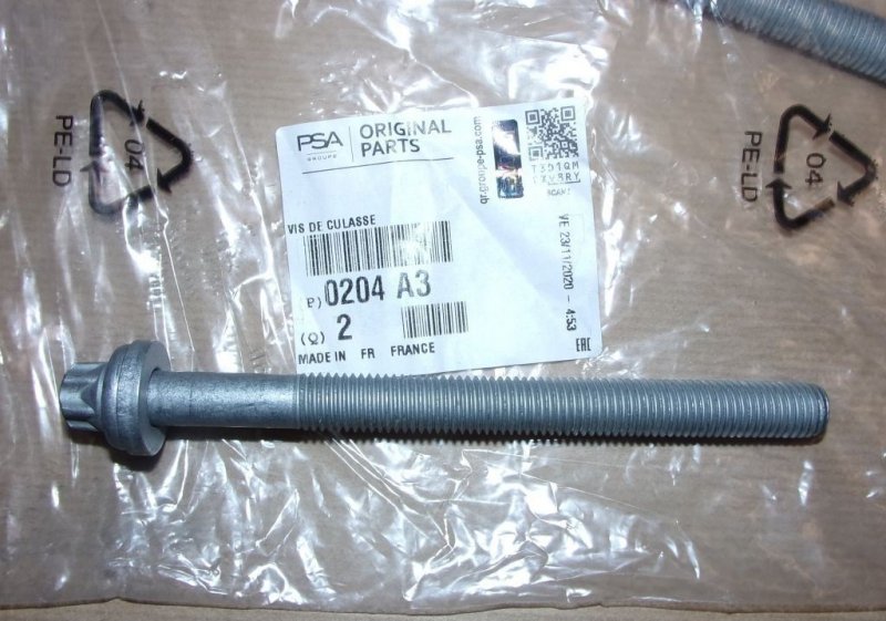 Boulons de couvercle de culasse Citroën C4, Peugeot 206 2.0 16V, 0204.A3, 0204A3