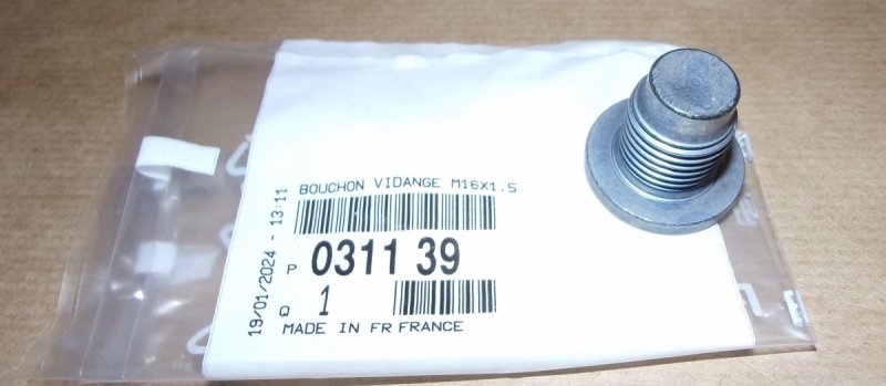 Bouchon de carter d'huile Citroën C1 II Peugeot 2008, 207, 0311.39, 031139