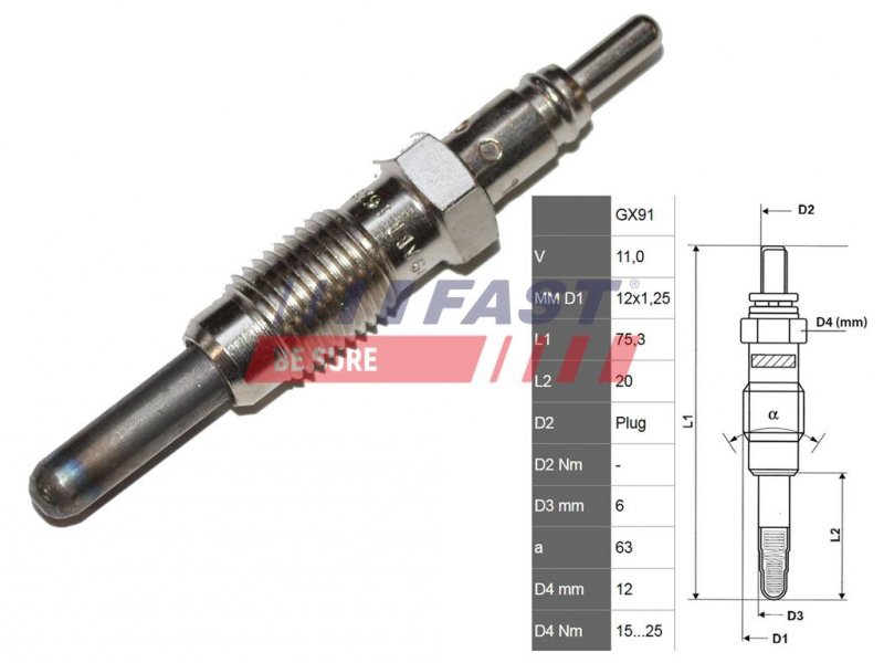 BOUGIE DE PRÉCHAUFFAGE FIAT DOBLO 00> 1.9