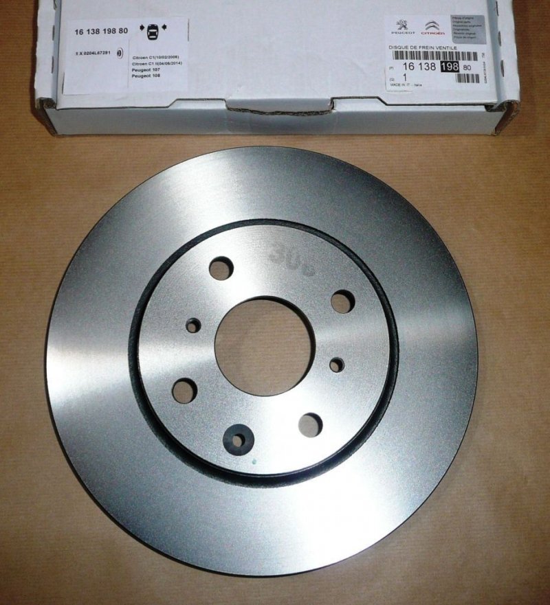 Disque de frein Citroën C1, Peugeot 107 avant 1 pièce ventilée  ,  1613819880