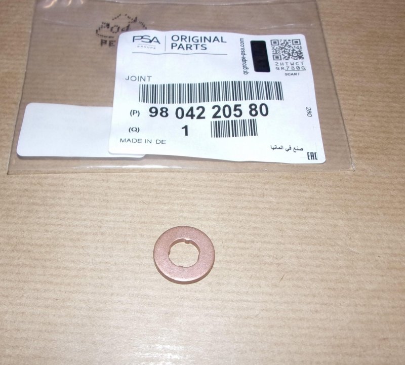 Rondelle d'injection Citroen C4 II Peugeot 301 1.6 HDI, 9804220580, 9804220580, 