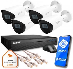 Zestaw monitoringu 4 kamer tubowych IP EZ-IP by Dahua niezawodna ochrona 2K