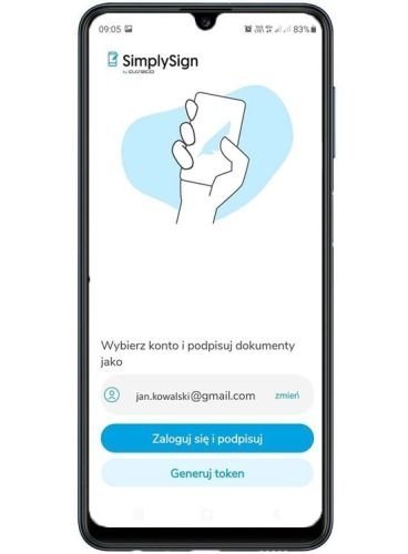 Podpis elektroniczny w aplikacji mobilnej SimplySign ważny 1 rok