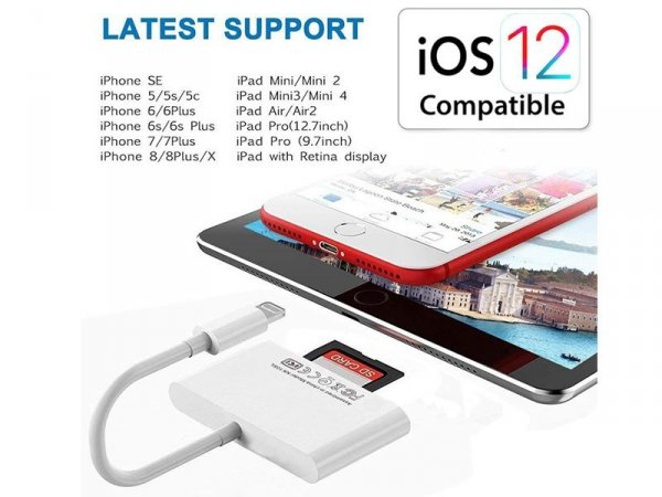 Przejściówka  Lightning USB SD +Zasilanie iPad iPhone