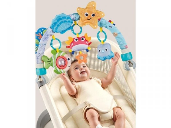 Pałąk Łuk Sensoryczny Z Zabawkami Grzechotki Do Łóżeczka Wózka Fotelika Zwierzęta Morskie