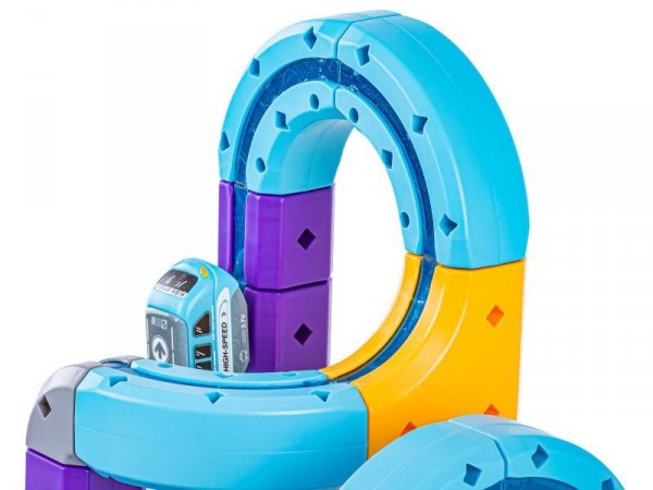 Tor Magnetyczny Zjazd samochodowy Kolejka Zjeżdżalnia Pociąg Klocki Konstrukcyjne 87 el.