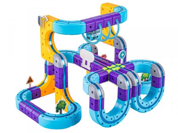 Tor Magnetyczny Zjazd samochodowy Kolejka Zjeżdżalnia Pociąg Klocki Konstrukcyjne 114 el.