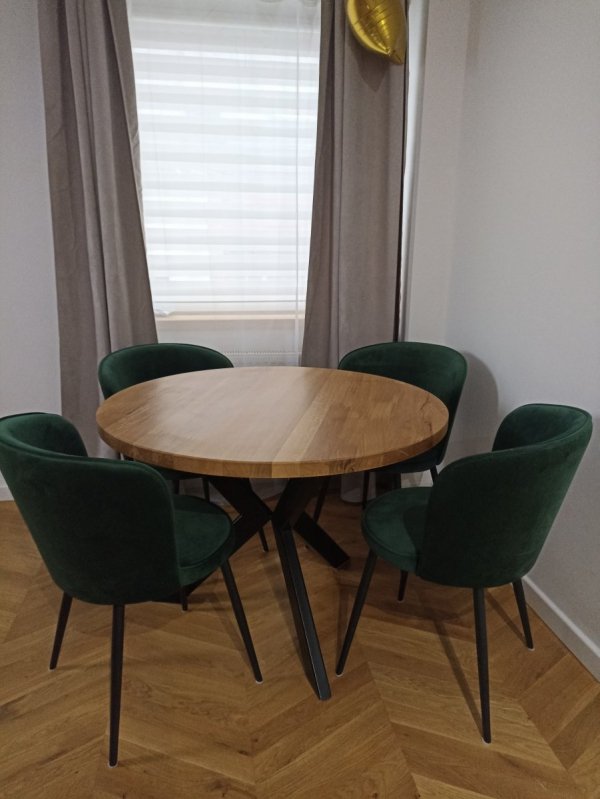 Stół dębowy okragły lity nogi metalowe typu Loft  