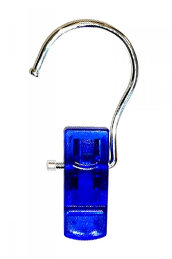 Clamp, Blue Plastic and Crom Wire