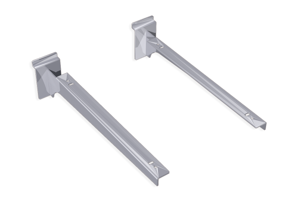 Set of 2 chrome 30 cm hangers, holders for shelf