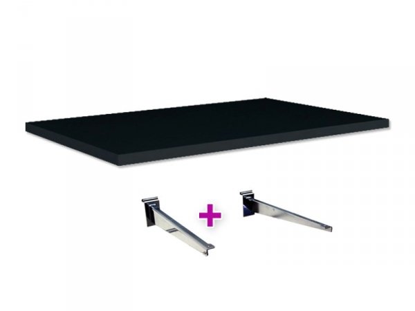 Półka CZARNA 60 x 30 cm do panelu sklepowego wraz z kompletem haków