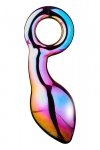 Dream Toys GLAMOUR GLASS CHUNKY RING PLUG - korek analny (tęczowy)