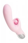 JOS Vibrator with clitoral stimulator Patti with moving tongue, silicone, red, 24 cm