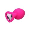 Pink medium heart-shaped butt plug with white crystal