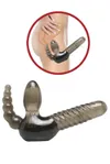 Fetish Fantasy Series Strapless Strap-On with Anal Stimulator Smoke - strap-on cipowsad z analną rozkoszą (czarny)
