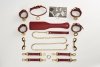 Zestaw czerwonych skórzanych akcesoriów Upko Leather Kinky Tools Set Red (czerwony)