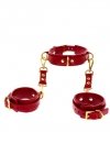 Taboom D-Ring Collar and Wrist Cuffs Red - kajdanki z obrożą (czerwony)