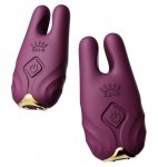 Zalo Nave Velvet Purple - wibrujące klamerki na sutki (fioletowe)