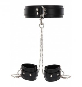 Taboom Heavy Collar and Wrist Cuffs Black - zestaw do krępowania (czarny)