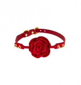 Zalo & Upko Rose Ball Gag Red Straps - knebel do BDSM (czerwony)