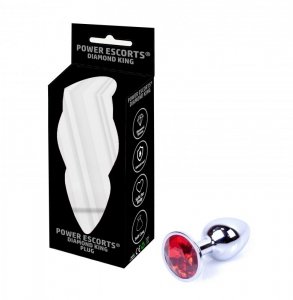 Plug-Diamond King Butt Plug - Metal Small Red