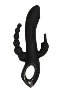 EVOLVED TRIFECTA BLACK - wibrator króliczek (czarny)