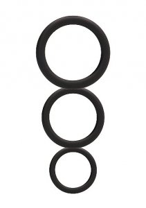 Round Cock Ring Set - Black