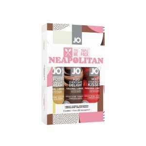 System JO Tri Me Triple Pack Neapolitan - zestaw smakowych lubrykantów (wanilia, czekolada, truskawka)