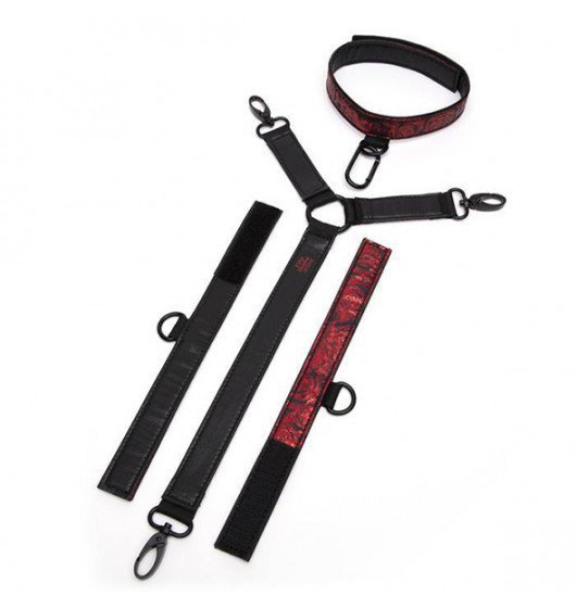 Fifty Shades of Grey Sweet Anticipation Collar and Wrist Cuffs obroża z kajdankami (czarno - czerwony)