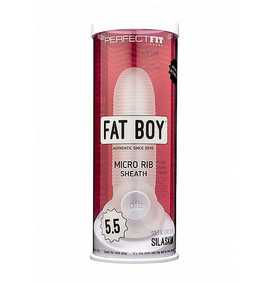 Perfect Fit Fat Boy Micro Ribbed Sheath 5,5'' - nakładka na penisa (przezroczysty)